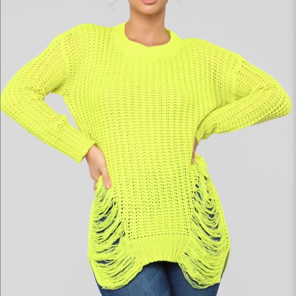 Fashion Nova:  SWEATER - NEON YELLOW